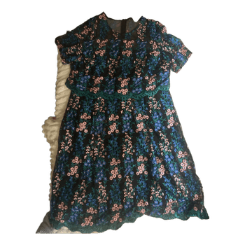 Black floral embroidered dress