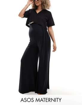Black maternity palazzo trousers