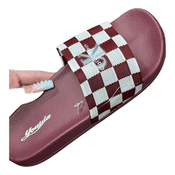 Burgundy checkered slides
