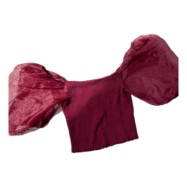 Burgundy shirred organza top