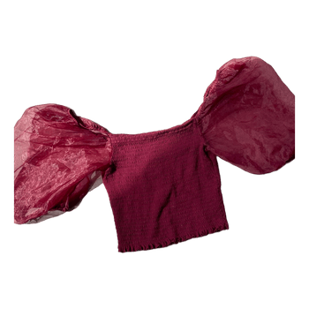 Burgundy shirred organza top