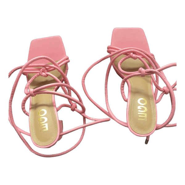 Pink lace up sandals