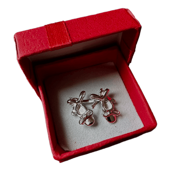 Silver ballet slipper earrings