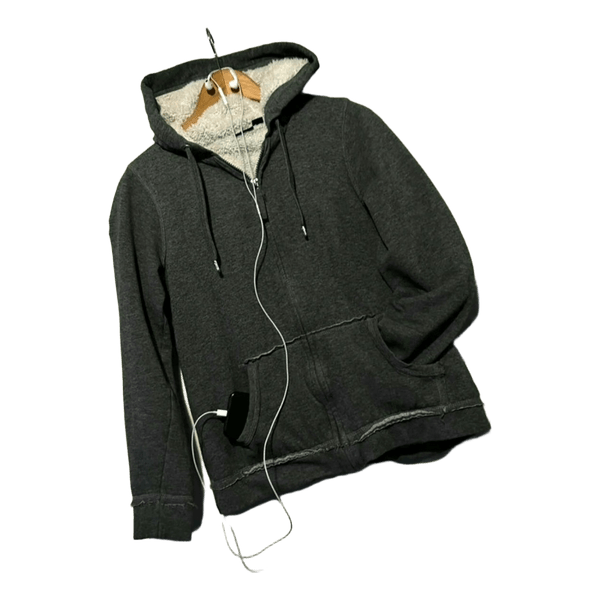 Grey Hoodie With Fur Coatting