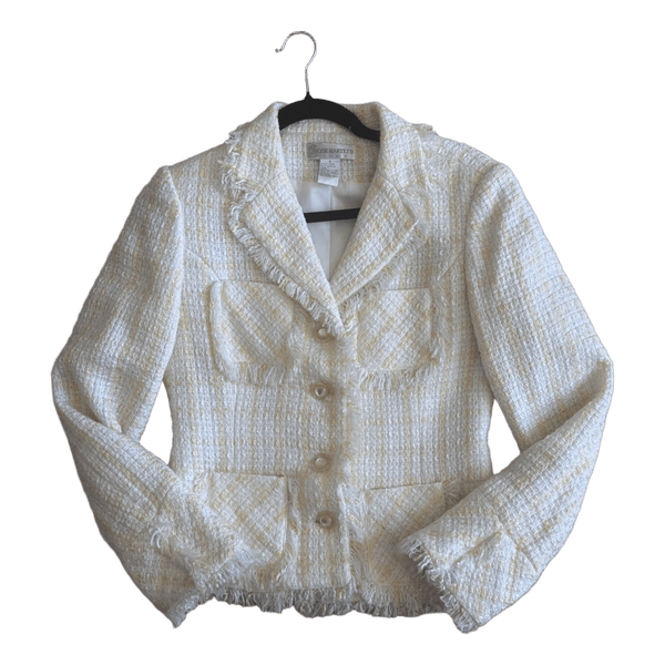 Light pastel yellow tweed blazer