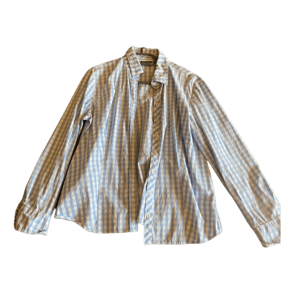 Blue checkered cotton shirt