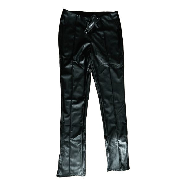 Black faux leather trousers