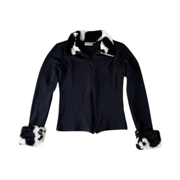 Black faux-fur collar jacket