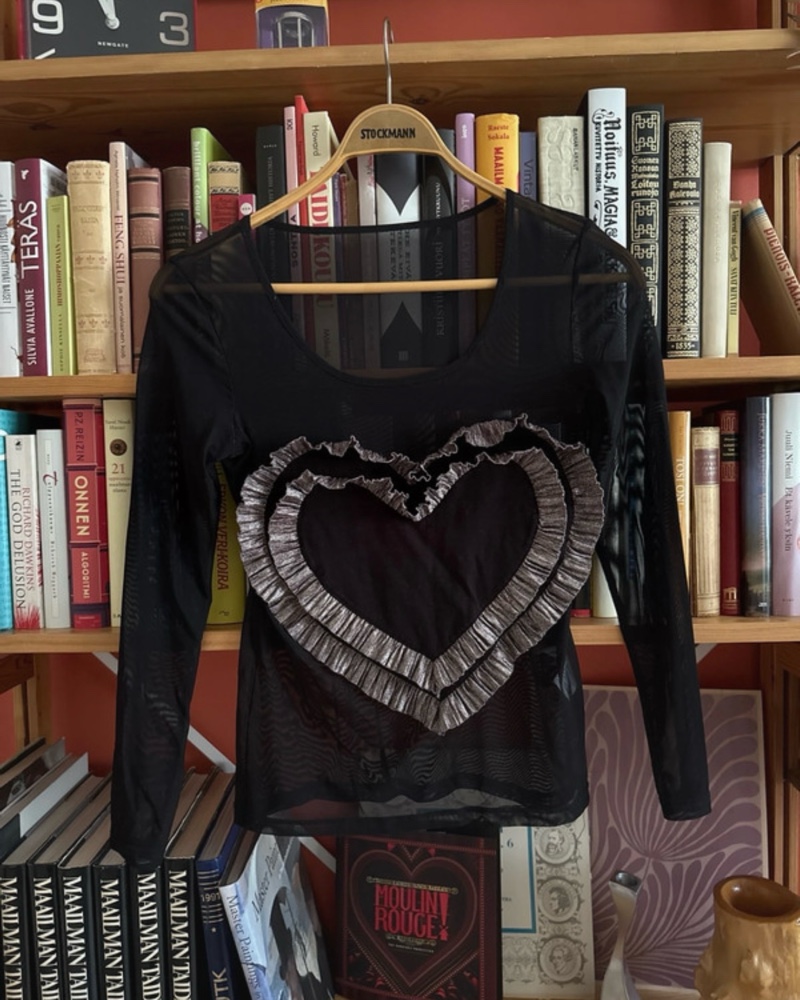 RH-studio see through black mesh shirt with a heart in the front