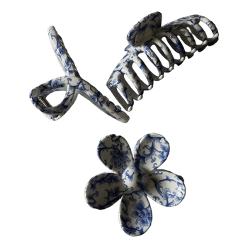 Blue floral hair clips