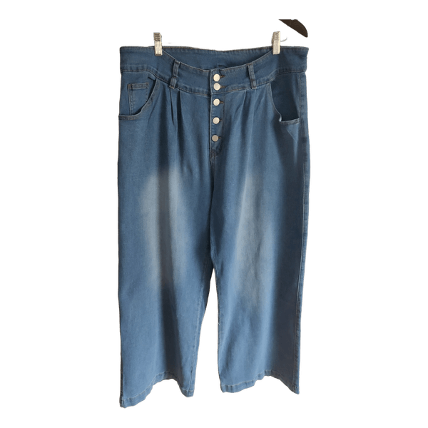 Blue button-front jeans