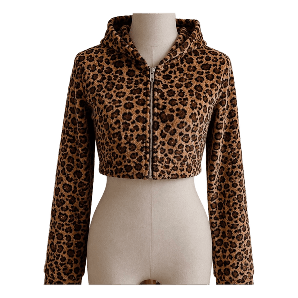 Leopard print zip hoodie