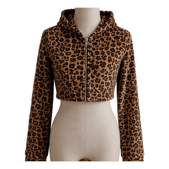 Leopard print zip hoodie