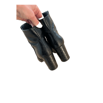 Black crocodile ankle boots