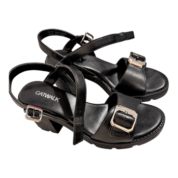 Black block heel sandals