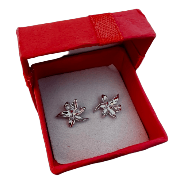 Silver flower stud earrings