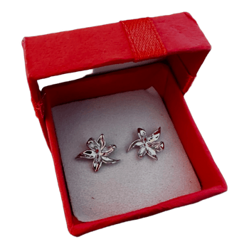 Silver flower stud earrings