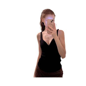 Mustat v-aukkoinen toppi