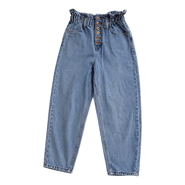 Blue paperbag waist jeans