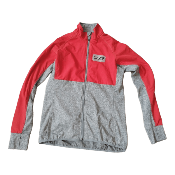 Red grey sports jacket