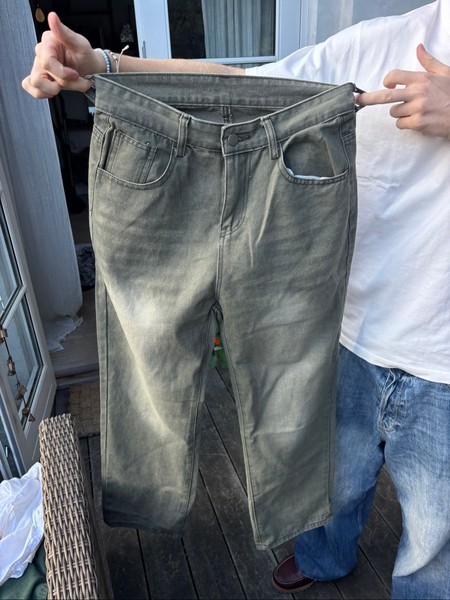 Grønne vaskede denim jeans