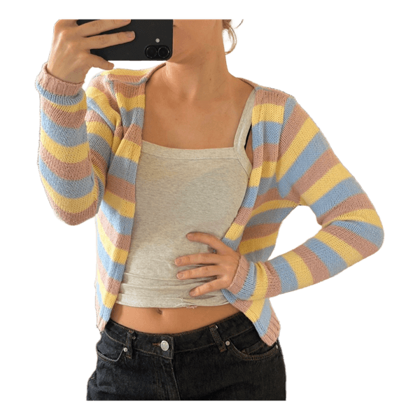 Stribet strikcardigan