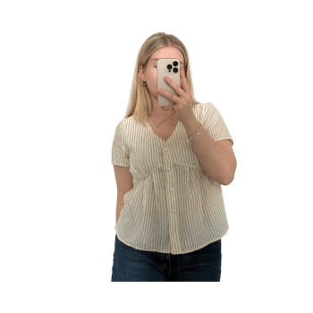 Striped button front blouse