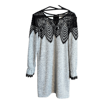 Grey lace detail dress