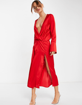 Satin bias midi dress