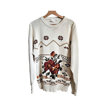 Vintage Jardin 100% cotton sweater • Size L • Made in Hong Kong