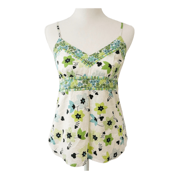 Green Vintage Floral Cotton Cami Y2K Fairycore Boho
