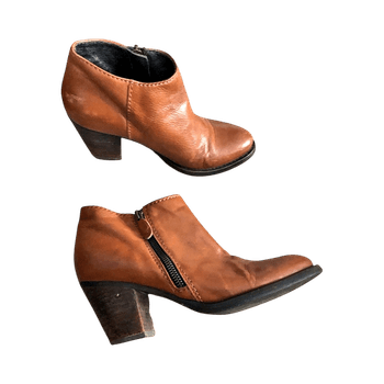 Brown leather ankle boots