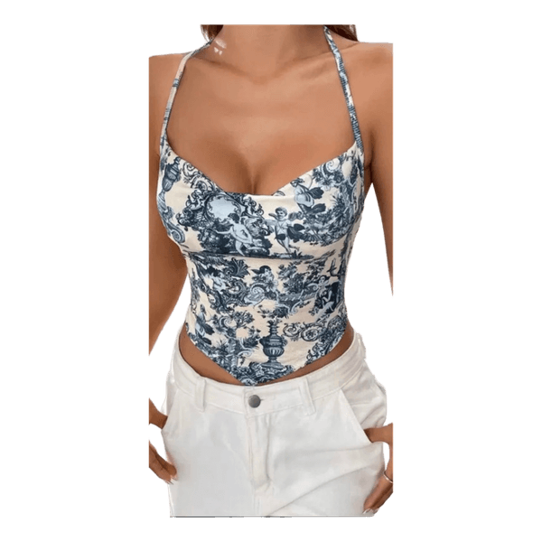 Mønstret halterneck crop top