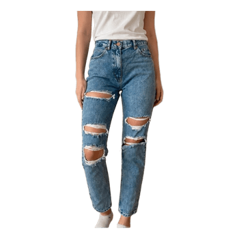 Pull&Bear siniset revityt mom jeans farkut koko S