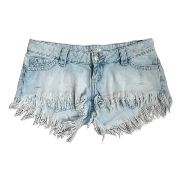 Lyseblå denimshorts med frynser