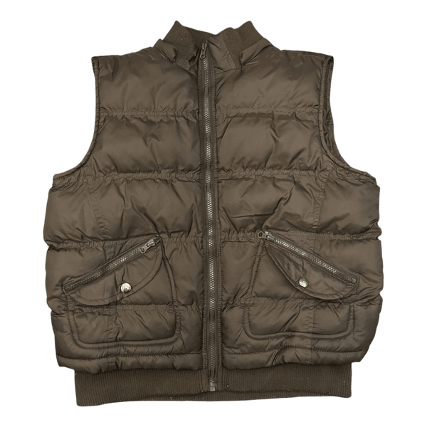 Brown quilted puffer vest vintage y2k