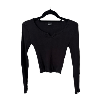 Black ribbed long sleeve top