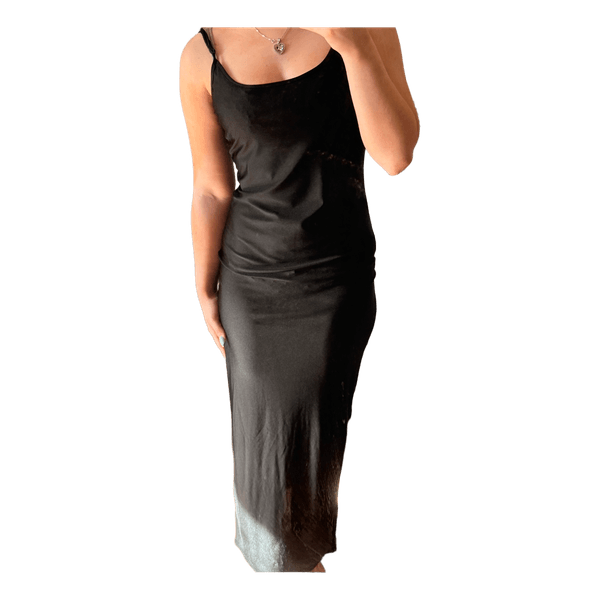 Black midi slip dress