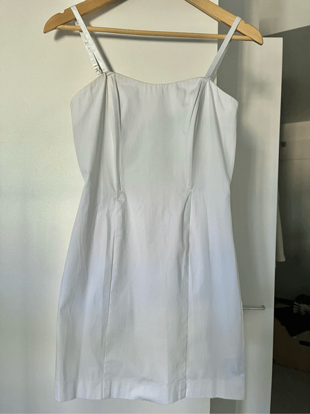 White sleeveless mini dress with boning