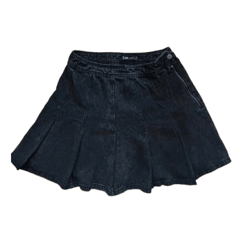Black denim mini skirt