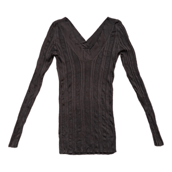 Brown silk ribbed sweater