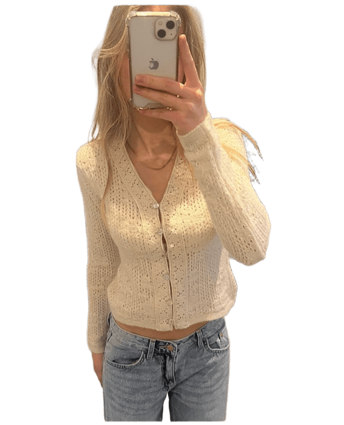 Beige strikket cardigan