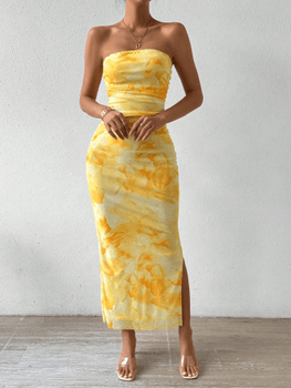Tie dye strapless dress