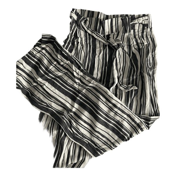 Black and white striped trousers
