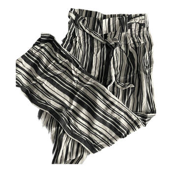 Black and white striped trousers