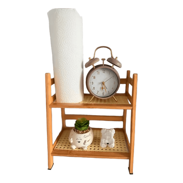 Bamboo two-tier storage shelf
