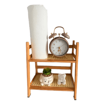Bamboo two-tier storage shelf