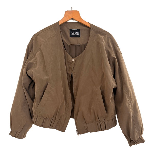 Oversized cropped bomber jacket