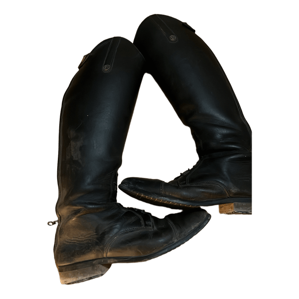 Black leather riding boots