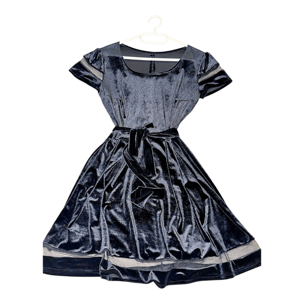 Black velvet short sleeve dress